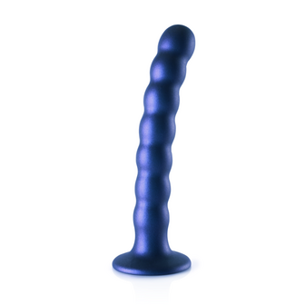 Beaded Silicone G-Spot Dildo - 6.5&#039;&#039; / 16,5 cm - Metallic Blue