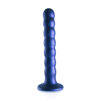 Beaded Silicone G-Spot Dildo - 6.5&#039;&#039; / 16,5 cm - Metallic Blue