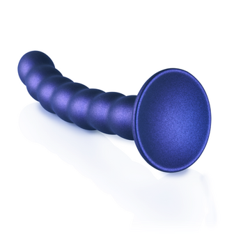 Beaded Silicone G-Spot Dildo - 6.5&#039;&#039; / 16,5 cm - Metallic Blue