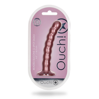 Beaded Silicone G-Spot Dildo - 6.5&#039;&#039; / 16,5 cm - Rose Gold