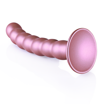 Beaded Silicone G-Spot Dildo - 6.5&#039;&#039; / 16,5 cm - Rose Gold