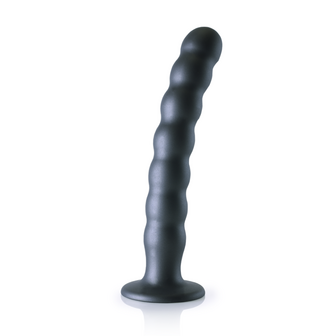 Beaded Silicone G-Spot Dildo - 8&#039;&#039; / 20,5 cm - Gunmetal