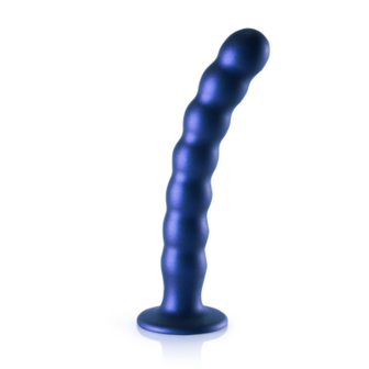 Beaded Silicone G-Spot Dildo - 8&#039;&#039; / 20,5 cm - Metallic Blauw