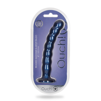 Beaded Silicone G-Spot Dildo - 8&#039;&#039; / 20,5 cm - Metallic Blue