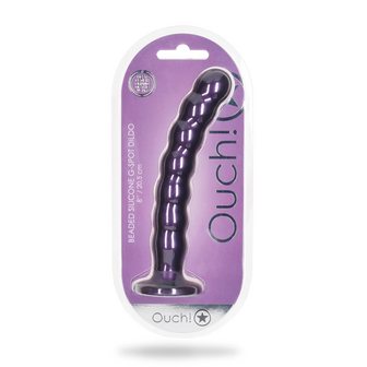 Beaded Silicone G-Spot Dildo - 8&#039;&#039; / 20,5 cm - Metallic Purple