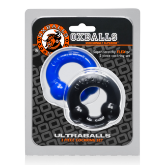 Ultraballs - 2-pack Nodule Pressure Cockrings - Black / Police Blue