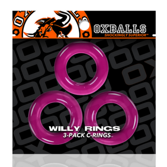 Willy Rings - 3-pack Stretchy Cockrings - Hot Pink