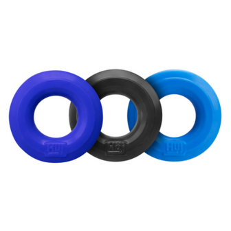 Huj3 - Cockring 3-pack - Tar / Cobalt / Aqua