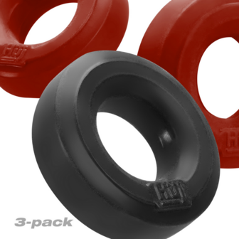 Huj3 - Cockring 3-pack - Cherry Ice / Tar Ice