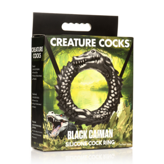 Zwarte Caiman - Silicone Cockring - Zwart