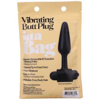 Vibrating Butt Plug - 4 / 10 cm - Black