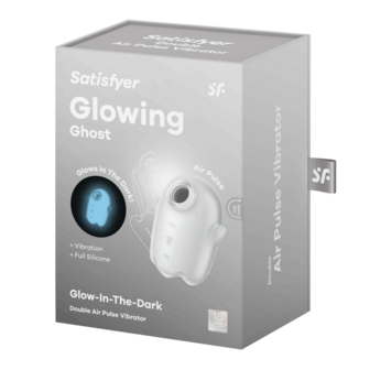 Glowing Ghost - Glow in the Dark - Double Air Pulse Vibrator - White