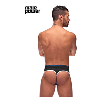 Panel Thong - S/M - Zwart/Blauw