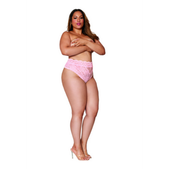 Hoge Taille Kant Panty - 3X - Roze