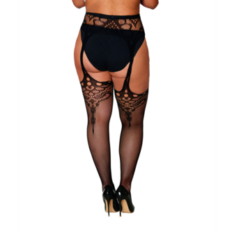 Novelty Garter Hose Diamond - Plus Size - Black