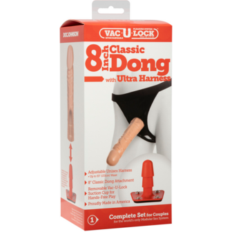 Klassieke dildo met Ultra harnas - 20 cm - Vanille