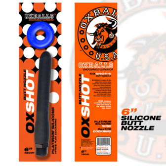 Oxshot - 6 Shower Hose Butt-Nozzle and Flex Cockring - Black / Blue