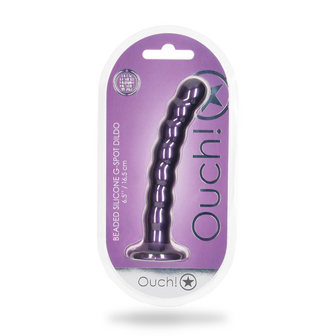 Beaded Silicone G-Spot Dildo - 6.5&#039;&#039; / 16,5 cm - Metallic Purple