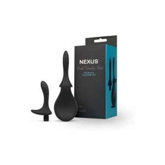 Anal Douche Set with 2 Silicone Tips - 260 ml - Black