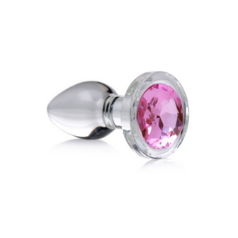 Roze Edelsteen - Glas Anale Plug - Klein