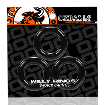 Willy Rings - 3-pack Stretchy Cockrings - Black