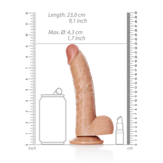 Gebogen Realistische Dildo met Ballen en Zuignap - 8 / 20,5 cm