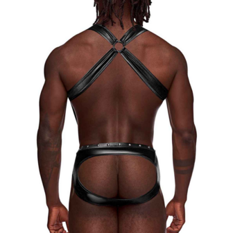 Uranus - Harness Style Open Back Jock Briefs met Suspender Straps - L/XL - Zwart