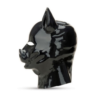 Latex Pig Hood - Zwart