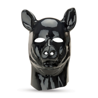 Latex Pig Hood - Zwart