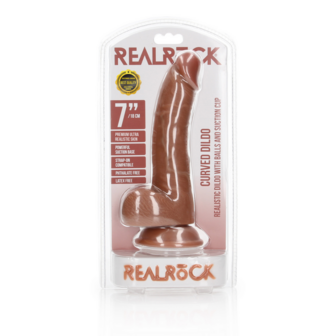 Gebogen Realistische Dildo met Ballen en Zuignap - 7 / 18 cm