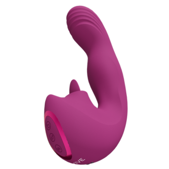 Yumi - Triple Motor G-Spot Vinger Beweging Vibrator en Flickering Tongue Stimulator - Roze