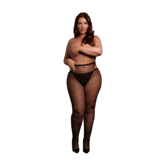 Glanzende Cut-Out Panty&rsquo;s - Plus Size - Zwart/Goud Glitter