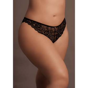 Zo&eacute; - Elastische Lace Slip met Rugveters en Gouden Details - Plus Size