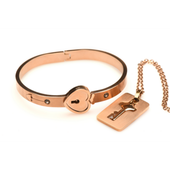 Geknoopte Sluiting Armband en Sleutelhanger Ketting - Ros&eacute;goud