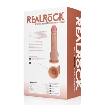 Vibrating Regular Straight Cock with Balls - 9 / 23 cm - Tan