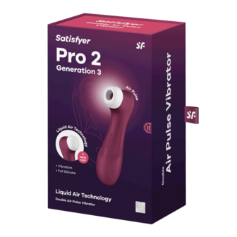 Pro 2 Generatie 3 - Double Air Pulse Vibrator - Liquid Air - Wijnrood