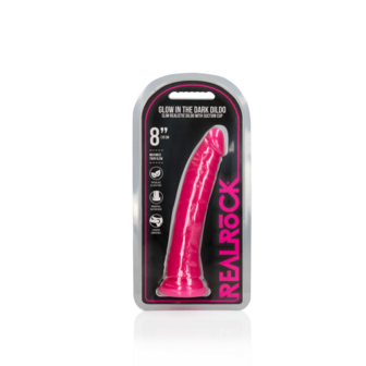 Slanke Realistische Dildo met Zuignap - Glow in the Dark - 8&#039;&#039; / 20 cm