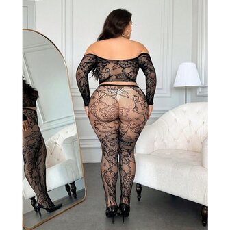 Snapshot - Kanten Bodystocking Set &ndash; Off-Shoulder Top &amp; Legging - Plus Size