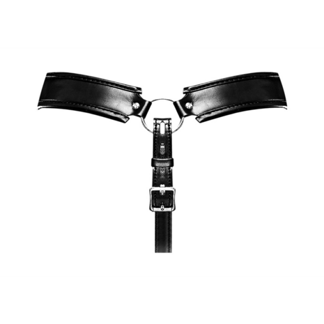 Taurus - Imitation Leather Chastity Cage Thong - One Size - Black