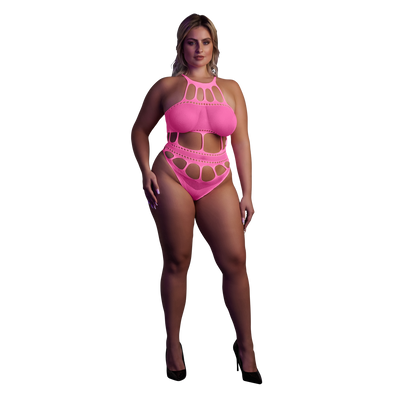 Body met Griekse Halslijn - Grote Maten - Neon Roze