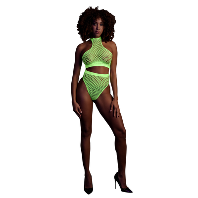 Turtle Neck en High Waist Slip - One Size - Neon Groen