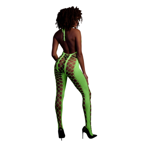 Bodystocking met Halterneck - One Size - Neon Groen