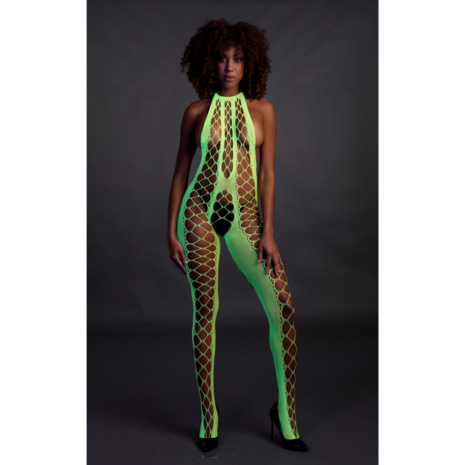 Bodystocking met Halterneck - One Size - Neon Groen