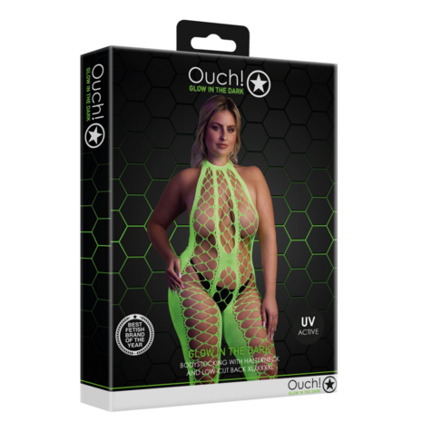 Bodystocking met Halterneck - Plus Size - Neon Groen