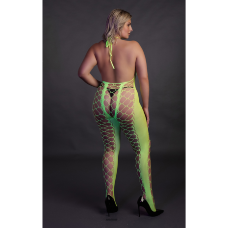 Bodystocking met Halterneck - Plus Size - Neon Groen