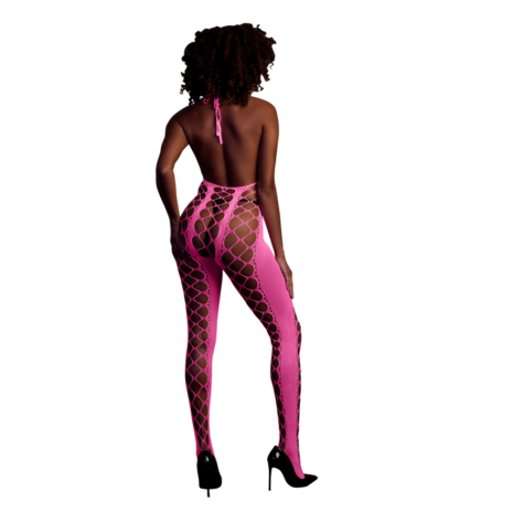 Bodystocking met Halterneck - One Size - Neon Pink