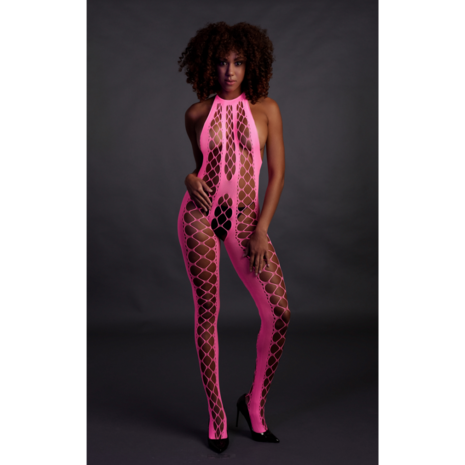 Bodystocking met Halterneck - One Size - Neon Pink