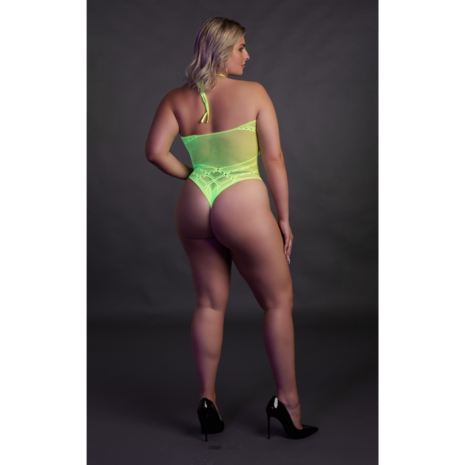 Body met Halternek - Plus Size - Neon Groen