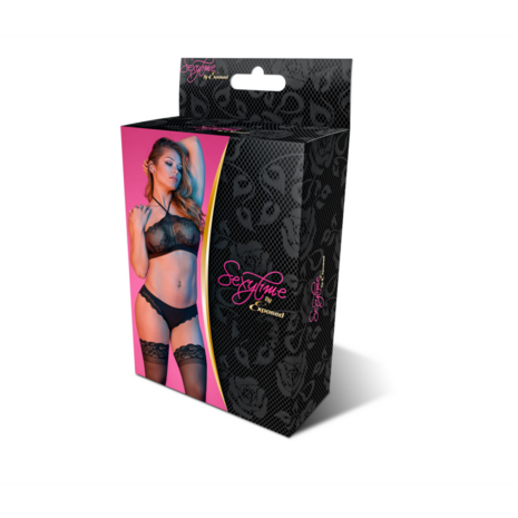 Halter Bandeaux en Panty Set - L/XL - Zwart