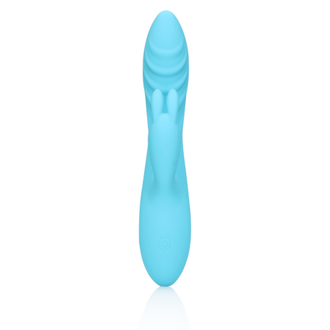 Geribbelde Ultra Zachte Siliconen Konijn Vibrator - Glaciaal Blauw